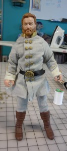 This  is a Confederate soldiers uniform designed to fit 11 1/2" dolls.  I hope to offer this as a kit to sew soon.